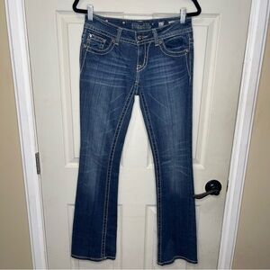 Miss Me Shine On Boot JP5645B Flap Pockets Embellished Jeans Sz 27